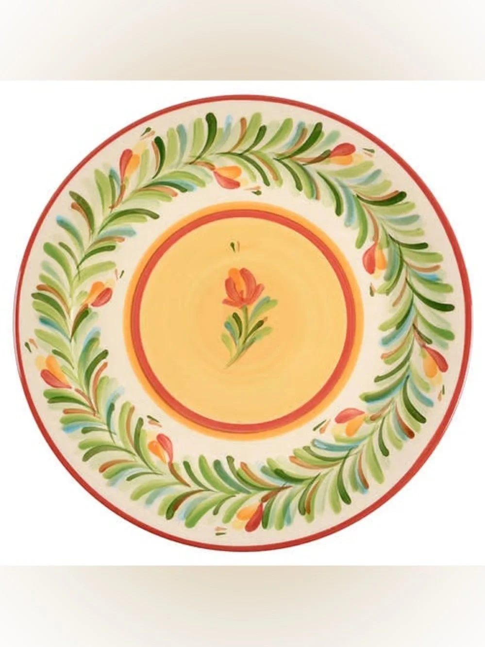 Set of 6 Gail Pittman Siena Garland Rim Hand Painted Dinner Plates